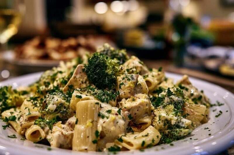 Cremige Rigatoni mit Hähnchen und Brokkoli