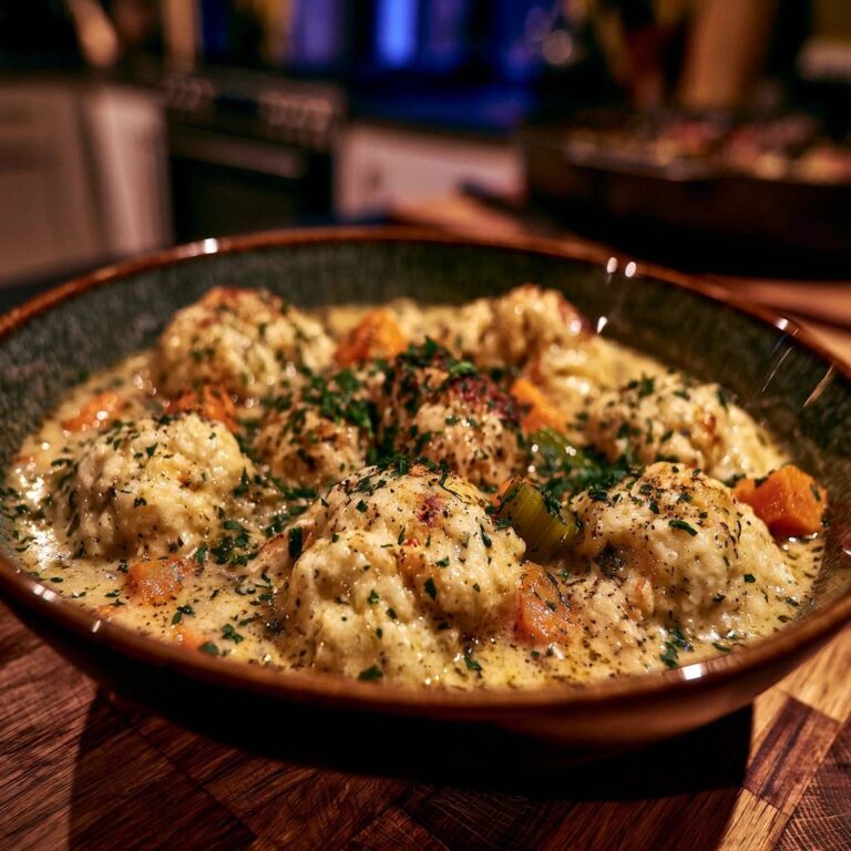 Cremiger Hähncheneintopf mit Kräuter-Mehlklößchen