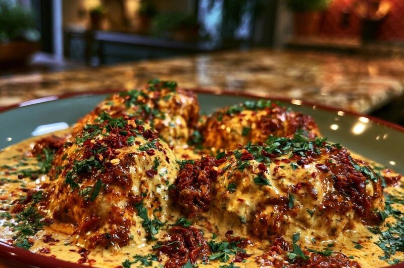 Cremiges Toskana-Hähnchen mit getrockneten Tomaten