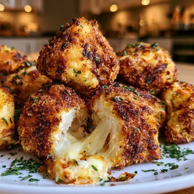 Goldbraune Hähnchen-Käsebällchen: Außen knusprig, innen flüssig