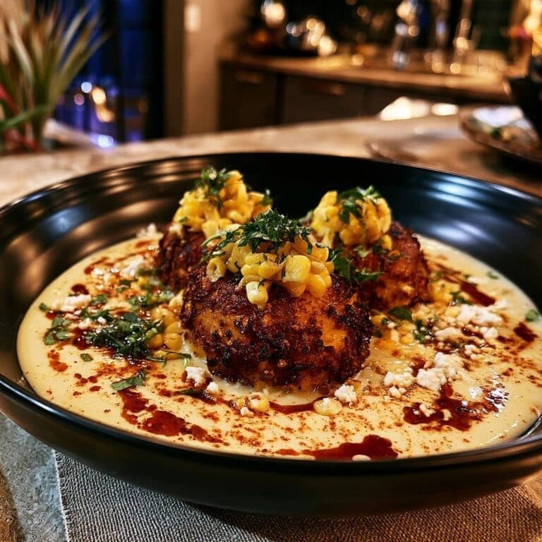 Goldbraune Mais-Küchlein auf cremiger Polenta: Knusper-Garantie