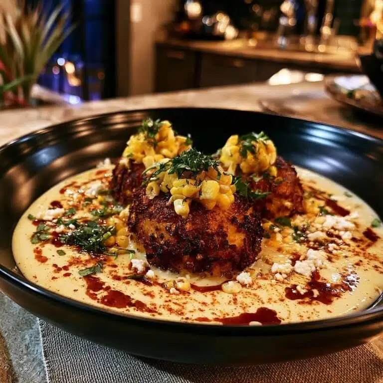 Goldbraune Mais-Küchlein auf cremiger Polenta: Knusper-Garantie