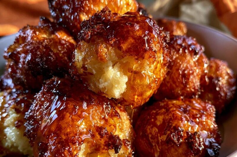Goldene Kokosmakronen mit Honig-Glace