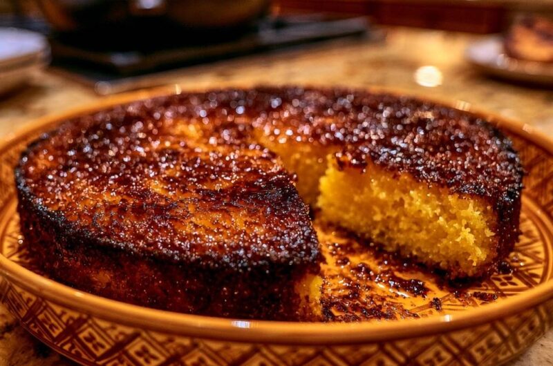 Goldener Maiskuchen mit Karamellkruste