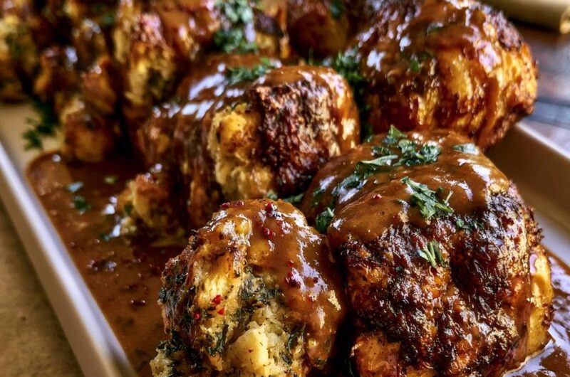 Herzhafte Semmelknödel mit Bratensoße