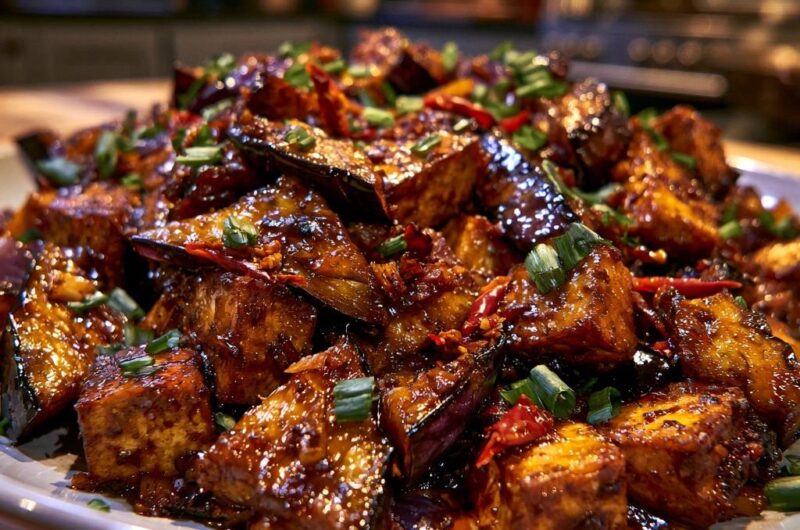 Knusprige Auberginen-Tofu-Pfanne