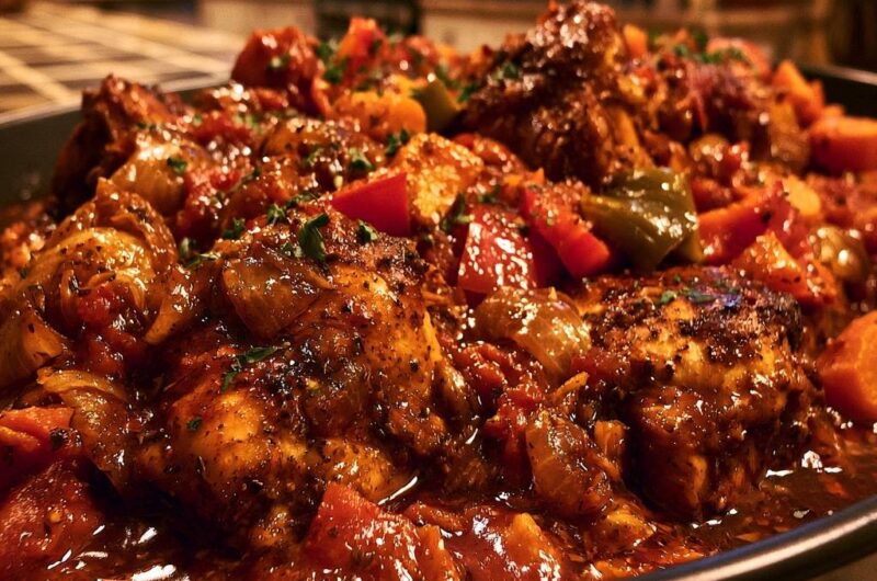 Mediterrane Hähnchen-Pfanne mit Paprika