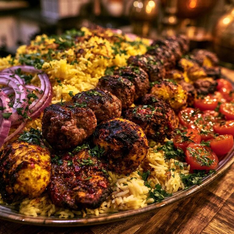 Orientalische Grillplatte mit Safranreis: Saftig & Zart