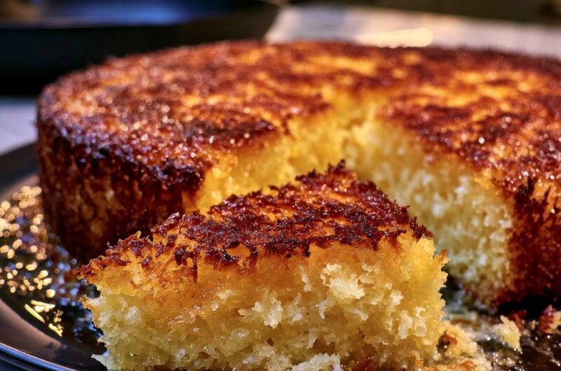 Saftiger Kokoskuchen mit Karamellkruste