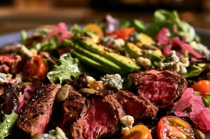 Steak-Salat mit Avocado und Blauschimmelkäse
