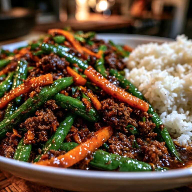 Wok-Pfanne mit Rinderhack und grünen Bohnen: Schnell & knackig
