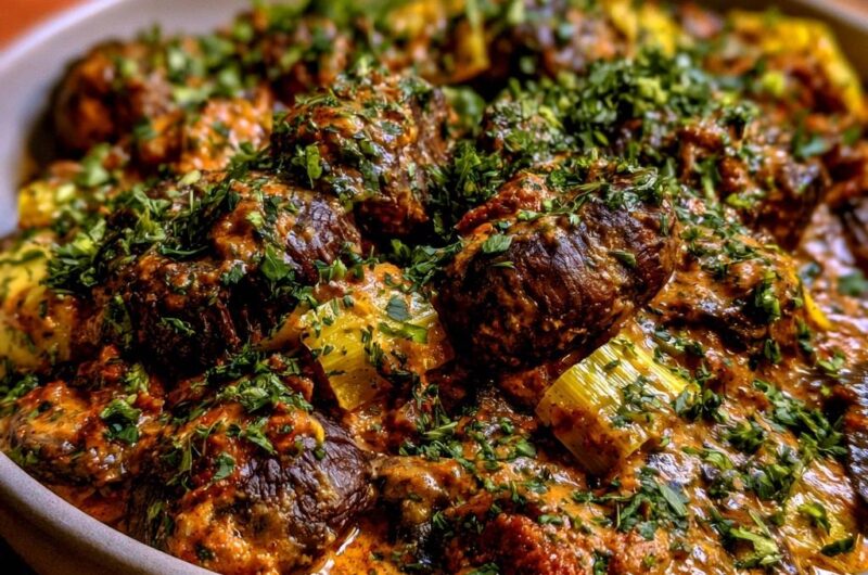 Zarte Rinderrouladen in cremiger Gemüsesoße