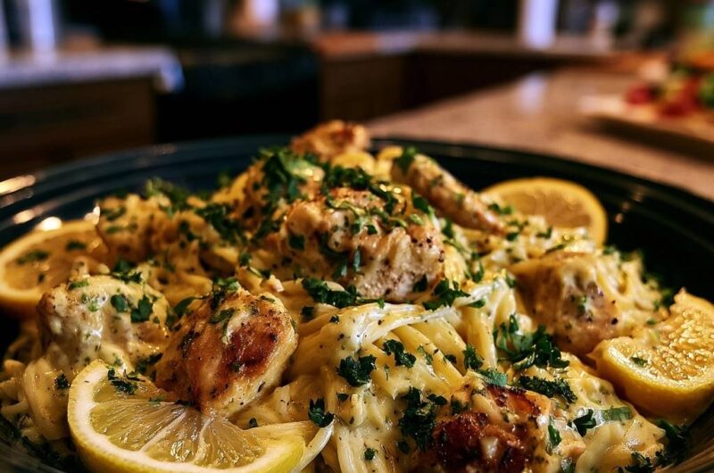 Zitronen-Knoblauch-Hähnchen Pasta