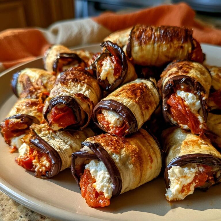 Auberginen-Röllchen mit Ricotta und Tomate aus dem Air Fryer
