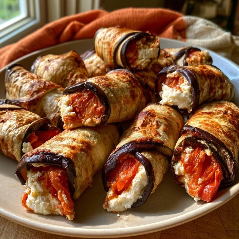 Auberginen-Röllchen mit Ricotta und Tomate aus der Heißluftfritteuse