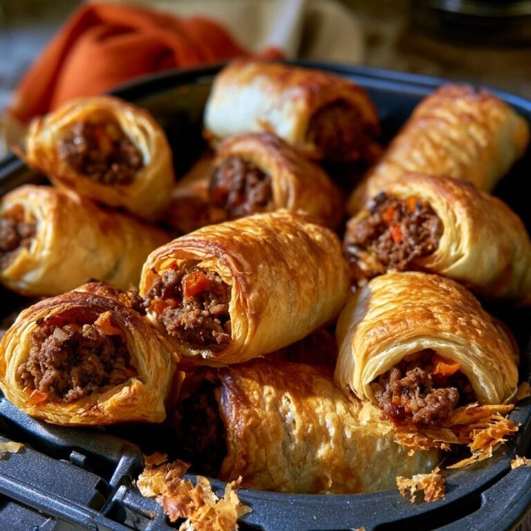 Blätterteigröllchen mit Rinderhack und Paprika aus dem Air Fryer