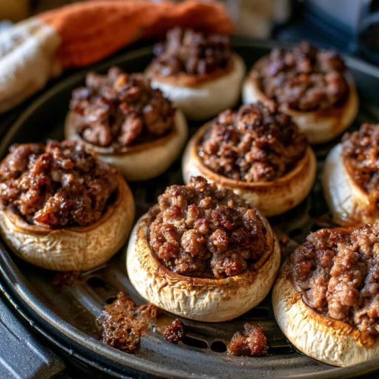 Gefüllte Champignons mit Rinderhack aus dem Air Fryer