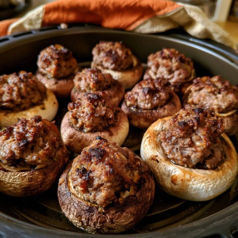 Gefüllte Champignons mit Rinderhack aus der Heißluftfritteuse