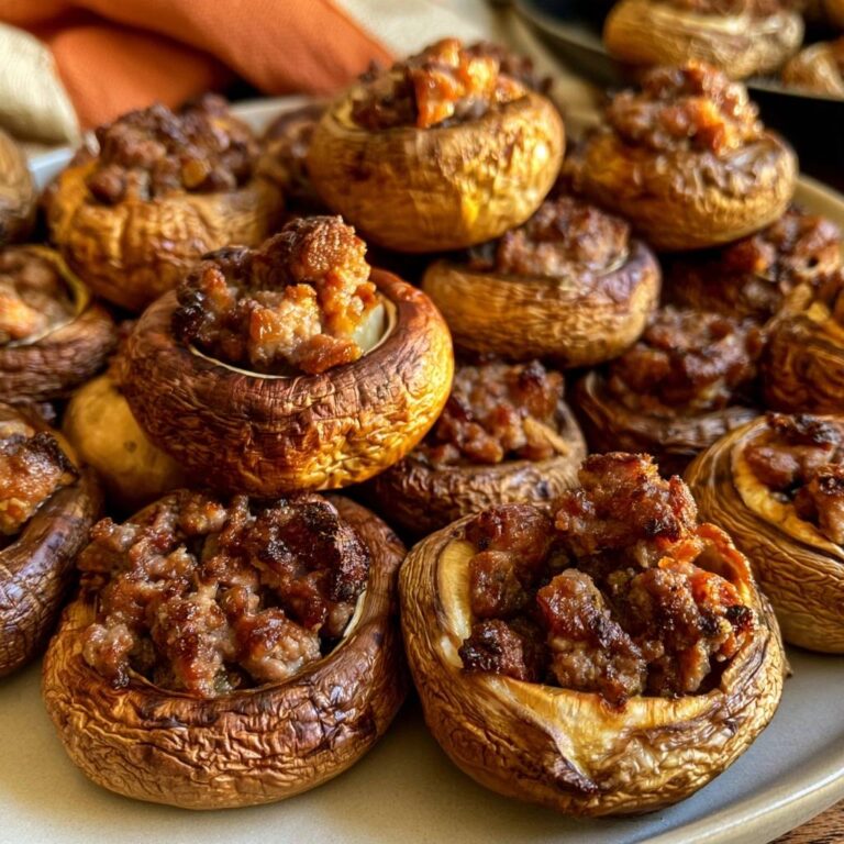 Gefüllte Champignons mit Rinderhack aus der Heißluftfritteuse