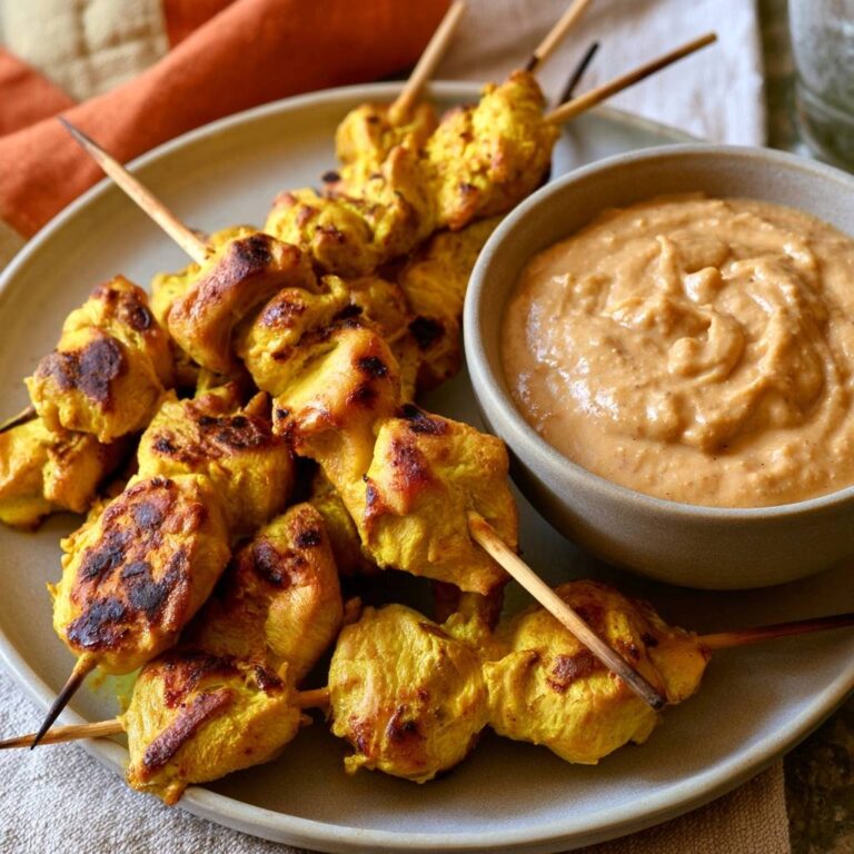 Hähnchen-Satay-Spieße mit Erdnusssoße aus dem Air Fryer