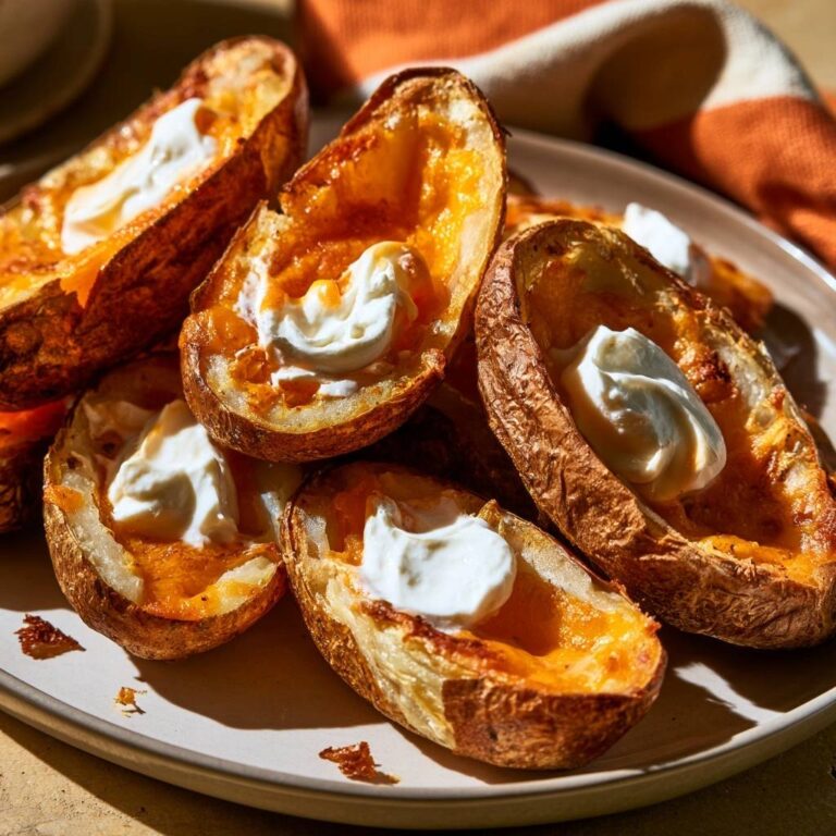 Kartoffelschalen mit Cheddar, Schmand und Röstzwiebeln aus dem Air Fryer
