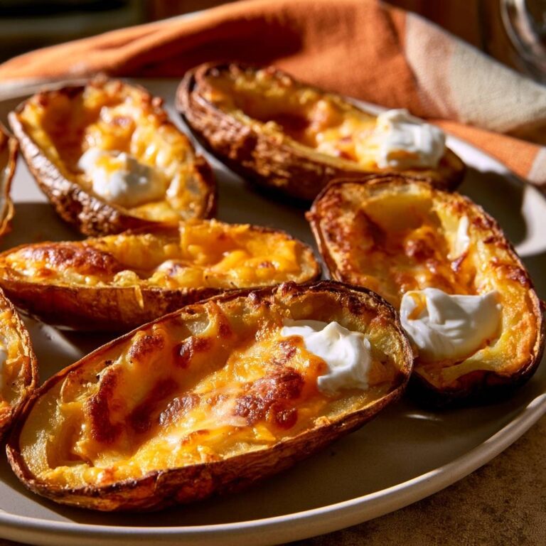 Knusprige Kartoffelschalen mit Cheddar und Schmand aus dem Air Fryer