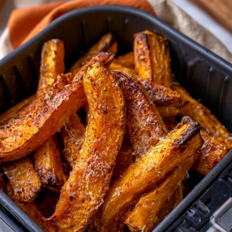 Kürbis-Pommes mit Parmesan aus der Heißluftfritteuse