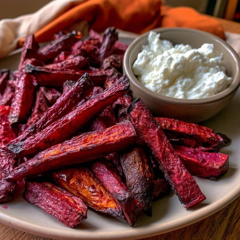 Rote-Bete-Pommes mit Feta-Dip aus der Heißluftfritteuse