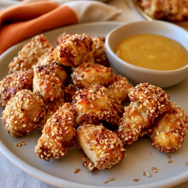 Sesam-Hähnchen-Bites mit Honig-Senf-Dip aus dem Air Fryer